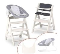 hauck Chaise Haute Bébé Evolutive Bet Set 2 en 1 - Inclus Siège Amovible, Plateau Repas, Coussin Confort, Roulettes et Arceau - Blanc Stretch Gris