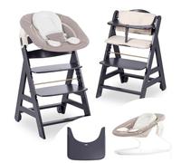 hauck Chaise Haute Bébé Evolutive Beta+ Set 2 en 1 - Inclus Siège Amovible, Plateau Repas, Coussin Confort, Roulettes et Arceau - Gris Foncé