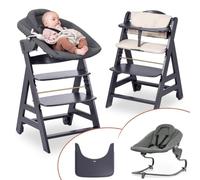 hauck Chaise Haute Bébé Évolutive Beta+ Set Premium, dès la Naissance avec Siège Amovible, Coussin d'Assise et Tablette Repas - Gris Foncé