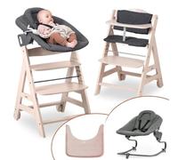hauck Chaise Haute Bébé Évolutive Beta+ Set Premium, dès la Naissance avec Siège Amovible, Coussin d'Assise et Tablette Repas - Whitewashed