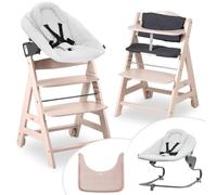 hauck Chaise Haute Bébé Évolutive Beta+ Set Premium, dès la Naissance avec Siège Amovible, Coussin d'Assise et Tablette Repas - Whitewashed
