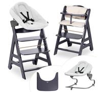 hauck Chaise Haute Bébé Évolutive Beta+ Set Premium, dès la Naissance avec Siège Amovible, Coussin d'Assise et Tablette Repas - Gris Foncé