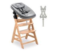 hauck Chaise Haute Bébé Évolutive en Bois Alpha Newborn Set Pro, avec Transat Bebe dès la Naissance, Harnais 5 Points et Arceau de Sécurité, Chaise Haute Bebe en Hêtre, jusqu’à 90 kg - Naturel