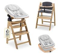 hauck Chaise Haute Bébé Evolutive en Bois Arketa Newborn Set Eco Bouncer - dès la Naissance avec Transat Bebe et Coussin - Réglable, Confortable et Design (Chêne)