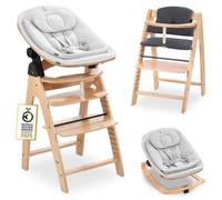 hauck Chaise Haute Bébé Evolutive en Bois Arketa Newborn Set Eco Bouncer - dès la Naissance avec Transat Bebe et Coussin - Réglable, Confortable et Design (Hêtre Naturel)