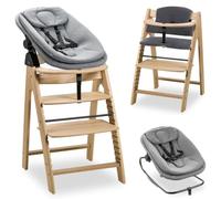 hauck Chaise Haute Bébé Evolutive en Bois Arketa Newborn Set Highchair Bouncer - dès la Naissance avec Transat Bebe et Coussin - Réglable, Confortable et Design (Chêne)