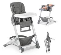 hauck Chaise Haute Bébé Evolutive Grow Up - Gris Chiné | Chaise haute pliable avec dossier réglable dès la naissance I Hauteur ajustable, avec tablette et roulettes