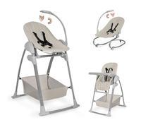 hauck Chaise Haute Bébé Evolutive Sit N Relax 3 en 1 - dès Naissance jusqu'à 15 kg, Transat Bebe, Balancelle, Arche de Jeux, Tablette Repas, Roues, Panier, Réglable en Hauteur, Pliable - Beige