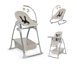 hauck Chaise Haute Bébé Evolutive Sit N Relax 3 en 1 - dès Naissance jusqu'à 15 kg, Transat Bebe, Balancelle, Arche de Jeux, Tablette Repas, Roues, Panier, Réglable en Hauteur, Pliable - Beige