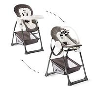 hauck Chaise Haute Bébé Sit N Relax, Inclus Transat Bebe avec Arche de Jeux, Siège Enfant avec Plateau, Châssis Réglable en Hauteur avec Roues et Panier, Pliable - Wild Panda