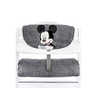 hauck Coussin Chaise Haute Bébé Highchair Pad Deluxe, Compatible avec Chaises Alpha+, Beta+ et Arketa, Très Doux, Fixation Scratch, Mickey Gris