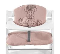 hauck Coussin Chaise Haute Bébé Highchair Pad Select, Compatible avec Chaises Alph Bet et Arketa, Antidérapant, Double Rembourrage au Dossier, Facile à Fixer, Mousseline Minnie Mouse Rose