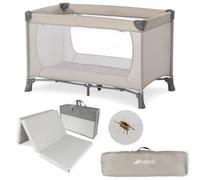 hauck Dream N Play Lit Parapluie Bébé avec Matelas et Moustiquaire - Lit Voyage Bébé Pliable, Compact et Léger avec Sac de Transport, de la Naissance à 15 kg, Filets Respirants - Beige