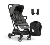 hauck Fly N Care Poussette Canne Ultra Compacte et Légère, Poussette Voyage Pliable Une Main, Position Allongée dès Naissance jusqu'à 22 kg, UV 50+, Adaptateurs Cosy, Sac de Transport - Gris Stone