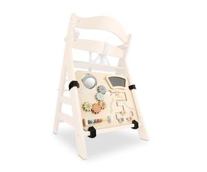 hauck Jeu de Motricité pour Chaise Haute Bébé Alph Bet et Arketa | Dès 10 mois, fixation rapide par bande auto-agrippante, tableau activités en bois certifié FSC, favorise la motricité fine
