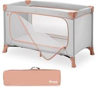 Hauck Lit Parapluie Bebe Dream N Play Plus, Grande Ouverture Latérale pour Jouer, Pliable, Compact, Sac de Transport, de la Naissance à 15 kg, Dusty Cork