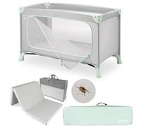 hauck Lit Parapluie Bébé avec Matelas Dream N Play Plus - Dusty Mint | Lit voyage bébé pliable avec moustiquaire, ouverture latérale et sac de transport