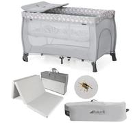 hauck Lit Parapluie Bébé avec Matelas Sleep N Play Center - Teddy Grey | Lit voyage bébé avec moustiquaire, niveau pour nouveau-né, table à langer et sac de transport