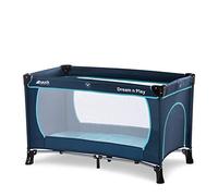 hauck Lit Parapluie Bebe Dream N Play Plus 120x60 cm avec Accès Frontale, dès la Naissance à 15 kg, Sac de Transport, Fond Rembourrée, Léger, Pliable et Compact - Navy Aqua