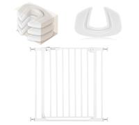 hauck Lot Barriere de Securite Enfant Clear Step Autoclose 2 (Largeur 75 à 80 cm) Sans Percage, Seuil Ultra Plat, Fermeture Automatique - 3x Bloque Porte Bébé, Blanc