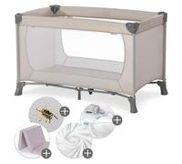 hauck Lot Lit Parapluie Bebe avec Matelas Dream N Play Plus XXL, Inclus Moustiquaire, Alèse, Drap Housse, Sac de Transport, Pliable - Beige