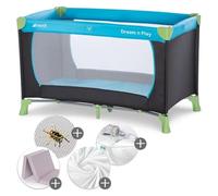hauck Lot Lit Parapluie Bebe avec Matelas Dream N Play XXL, Inclus Moustiquaire, Alèse, Drap Housse, Sac de Transport, Pliable - Waterblue