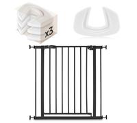 hauck Open N Stop 2 Barrière de protection d'escalier pour largeurs de 75 à 80 cm et 3 protections de serrage - Grille de protection de porte en métal sans perçage (noir)