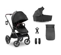 hauck Poussette 2 en 1 avec Pneus en caoutchouc, Comfort N Care Set Black | De la naissance à 22 kg (4 ans), nacelle à boutons mémoire, siège réversible avec couvre-jambes, UPF 50+, adaptateurs cosy
