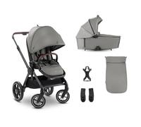 hauck Poussette 2 en 1 Comfort N Care Air Set - Nacelle Bébé dès Naissance, Roues Gonflables, Siège Réversible avec Chancelière, Inclinable, jusqu’à 22 kg, Adaptateur Inclus, Gris Foncé