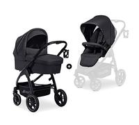 hauck Poussette 2 en 1 Saturn R Duoset, dès Naissance jusqu'à 22 kg, Inclus Nacelle Bébé, Siège Réversible et Inclinable, Pliable, Réglable, Porte-gobelet, UPF 50+, Panier jusqu'à 3 kg, Noir