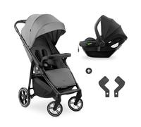 hauck Poussette 2 en 1 Shop N Care Travel Set, Inclus Siege Auto Bebe, dès la Naissance à 22 kg, Pliage Compact, Inclinable, Porte-Gobelet, Tablette, Protection UV 50+ - Gris