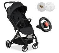 hauck Poussette Compacte Travel N Care Plus avec Volant Enfant, Pack Accessoires (Habillage Pluie Poussette et Moustiquaire) Naissance à 22 kg, Inclinable, UV50+, Pliage Compact - Noir