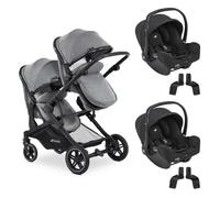 HAUCK - Poussette Jumeaux Atlantic Twin + 2 sièges auto i-Snug 2 Melange Grey