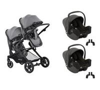 HAUCK - Poussette jumeaux Atlantic Twin Grey + 2 I-snug 2 Shale Gris G