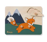 hauck Puzzle à Encastrement Bébé Puzzle N Sort en Bois, Renard | Jouet d'éveil dès 12 mois, pièces en forme d'animaux avec boutons de préhension, bords arrondis, bois certifié FSC