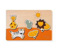 hauck Puzzle N Fit Puzzle Bebe, Jouet Bébé 1 An, Puzzle Encastrement Bois FSC, Formes Animaux, Stimulation Motricité Fine et Coordination Œil-Main, Safari Orange
