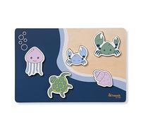 hauck Puzzle N Fit Puzzle Bebe, Jouet Bébé 1 An, Puzzle Encastrement Bois FSC, Formes Animaux, Stimulation Motricité Fine et Coordination Œil-Main, Couleur, Océan Bleu