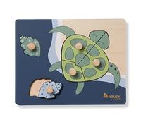 hauck Puzzle N Sort Puzzle Bebe, Jouet Bébé 1 an, Puzzle Encastrement Bois FSC, Formes Animaux, Stimulation Motricité Fine et Coordination Œil-Main, Couleur, Tortue