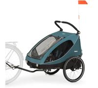 hauck Remorque Velo 2 Enfants Dryk Duo, inclus Barre d'Attelage, Roue Avant et Fanion, Pliable, Espace Rangement XL, Facile à Fixer, Utilisation en Poussette, Ocean Green