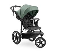 hauck Runner 3 Jungle Green - Poussette 3 Roues Bébé avec Grandes Roues Air, Suspension, Frein à Main, Canopy XL, Fenêtre Maille, Panier Couvercle, Inclinable, Porte-Gobelet, de la Naissance à 22 kg