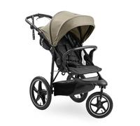 Hauck Runner 3 Olive Poussette tout-terrain robuste avec frein à main, pare-soleil XL, porte-gobelet, housse de pluie, roues pneumatiques XL, dossier inclinable dès la naissance jusqu'à 22 kg, poignée