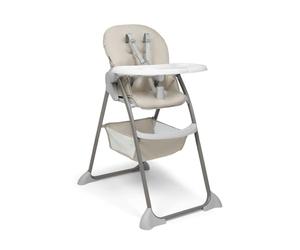 hauck Sit N Fold - Chaise Haute Bébé Pliable dès 6 Mois jusqu’à 15 kg, Harnais 5 Points, Dossier et Tablette Réglables, Plateau avec Porte-Gobelet et Rebord, Grand Panier - Beige
