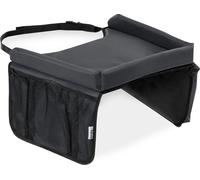 hauck Table pour enfant pour siège-auto groupe 1 Play on Me, table de voyage pour voiture avec poches zippées & poches en filet pour jouets, livres & snacks, revêtement doux (Gris)