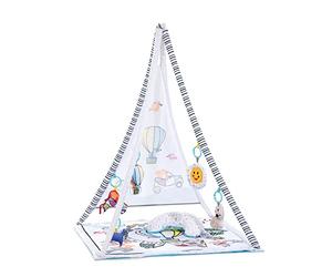 hauck Tente Bébé Tent avec Tapis Rembourré, Arche de Jeu, 5 Accessoires et Coussin, Balloon Ride Blanc
