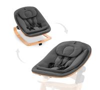hauck Transat Bebe Highchair Bouncer Eco - Siège d’Éveil avec Châssis en Bois - Dossier Réglable - Adaptateur Inclus Compatible Chaise Haute Bébé Alph et Bet Deep Grey
