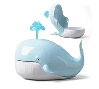 HAUCOZE Boite Biscuits Boîte à Bonbons, Baleine Sculpture Océan Statue Moderne Sculpture Cadeau Objet Decoratif pour Cookies Stockage Bleu 23cm