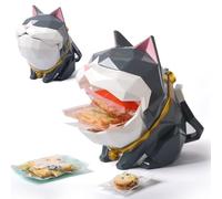 HAUCOZE Fermable Boite Biscuits Bonbons, Chat Statue Figurine Animal Sculpture Moderne Objet Décoratif Maison Cadeau pour Salon Rangement 19cm