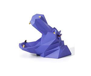 HAUCOZE Pot à Biscuits Boite Cookies Hippopotame Statue Sculpture Moderne Décor Figurine Maison Cadeau pour Bonbons Salon Violet 20cm