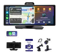 Haudio CarPlay Autoradio écran,pour Carplay et Android Auto sans Fil,Écran Tactile IPS de ecran Voiture,Autoradio Portable avec Mirror Link/Bluetooth/GPS Navigation/Siri/Goo-gle| AUX|FM (10,26 Pouces)