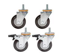 Haueeschoen 4X roulettes, roulettes de Meuble Chariot, Tige filetée pivotante M14/M16, Usage intensif, avec Frein, Roulette en Caoutchouc, capacité Charge maximale 344 kg